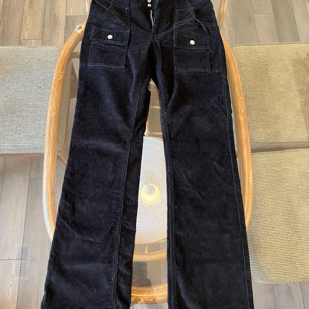 🖤 Y2K Black Corduroy Cargo Pants - Straight Leg Utility Style 🖤